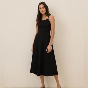 Pact Black Organic Fit & Flare Midi Dress